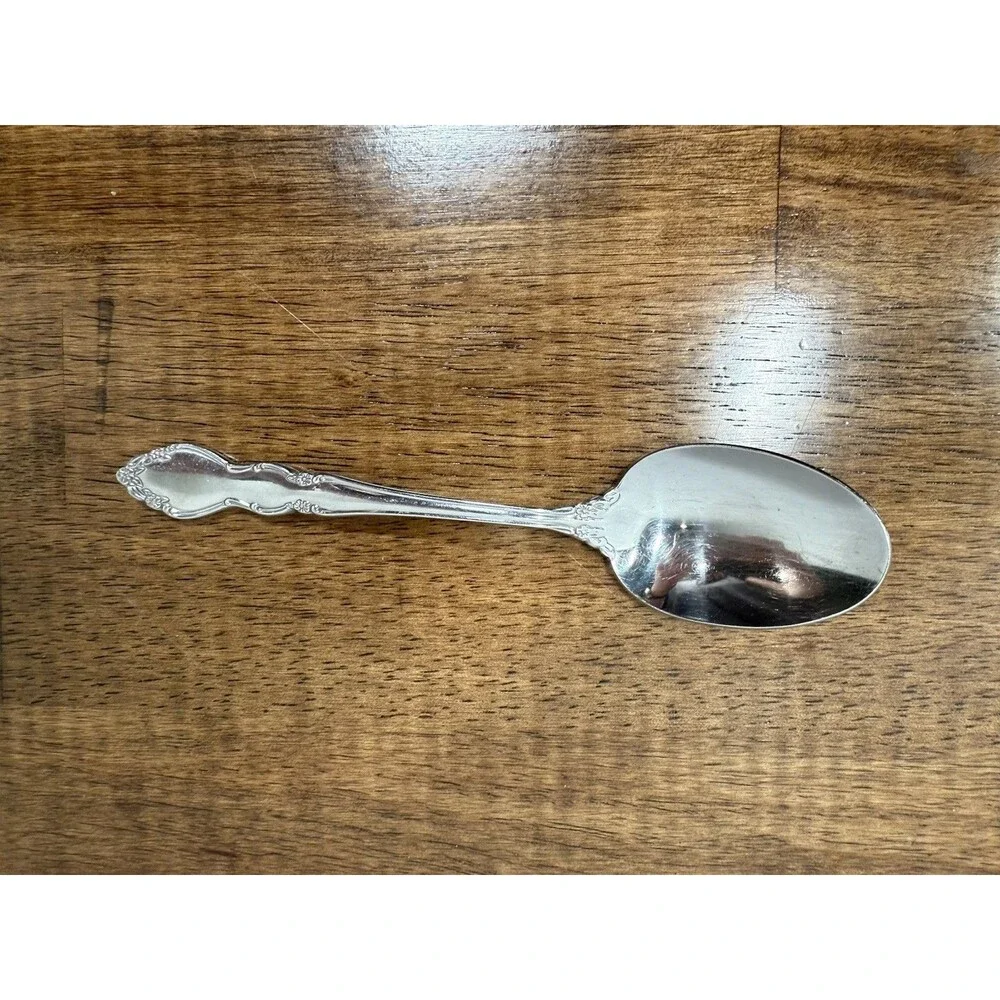 ONEIDA Chateau Stainless Steel Silver Spoon Floral Handle 7.5in Dishwasher Safe